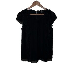 Ann Taylor Ruffle Front Button Closure on Back Blouse/Top